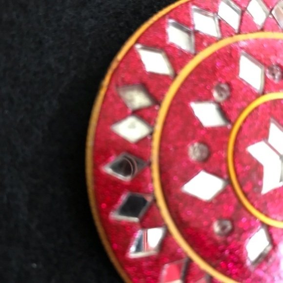 Four small compact makeup purse mirrors Red Glitter Diamond Crystals Hearts - Picture 5 of 16